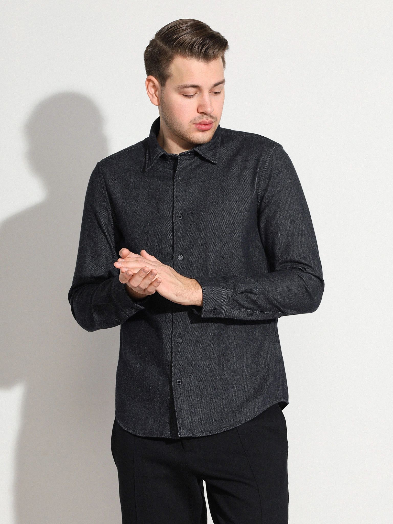 Сорочка цвета графит из хлопка